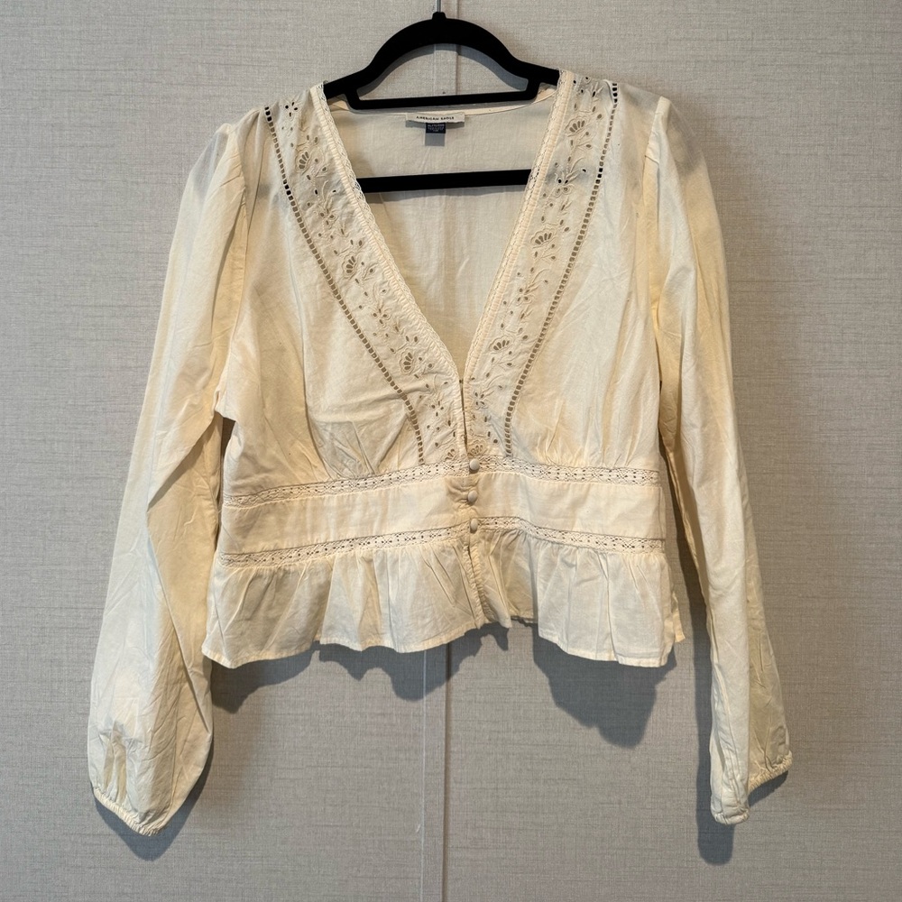 AE Embroidered Peplum Top